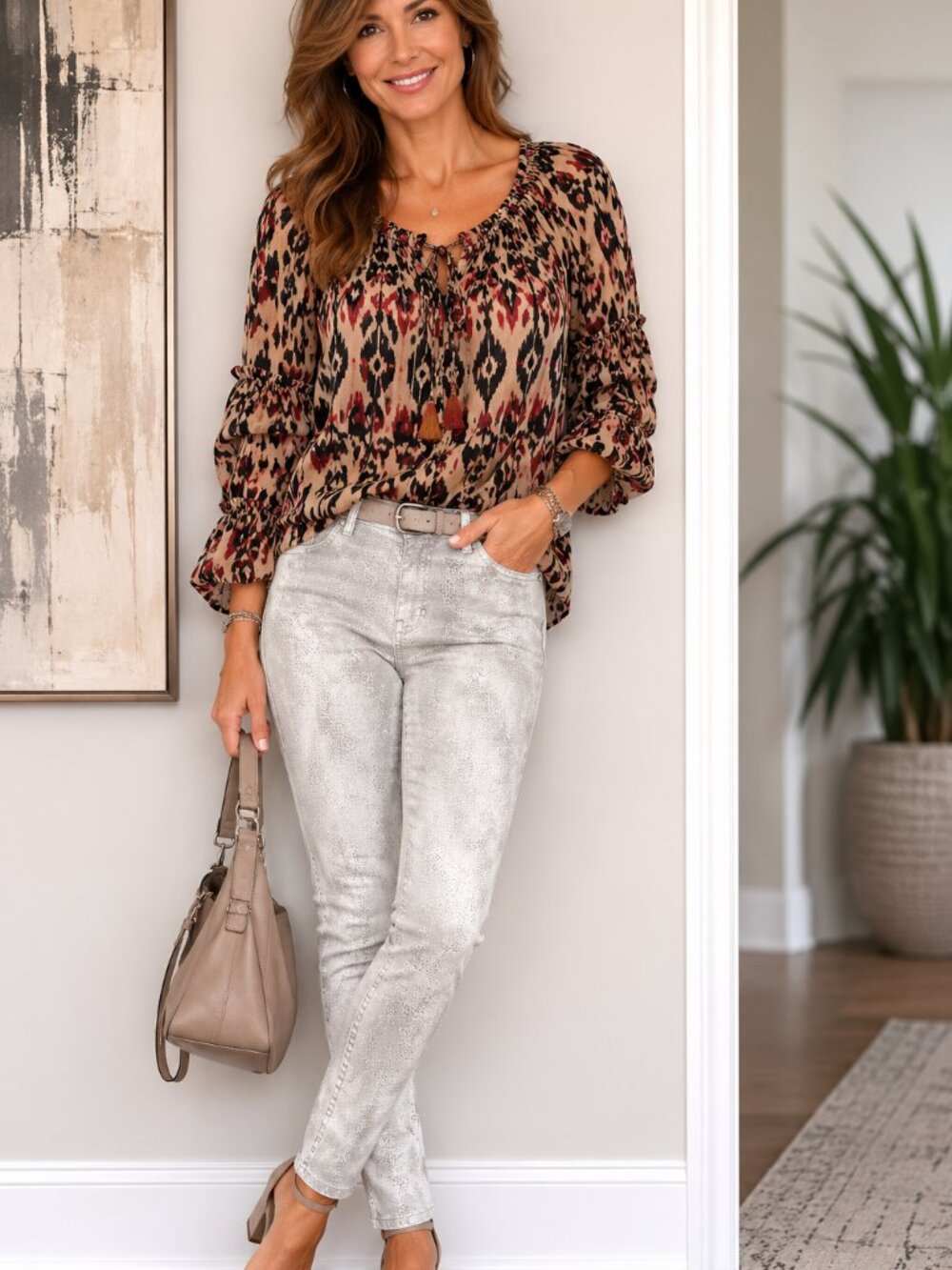 CALVIN KLEIN Animal Print Skinny Jeans